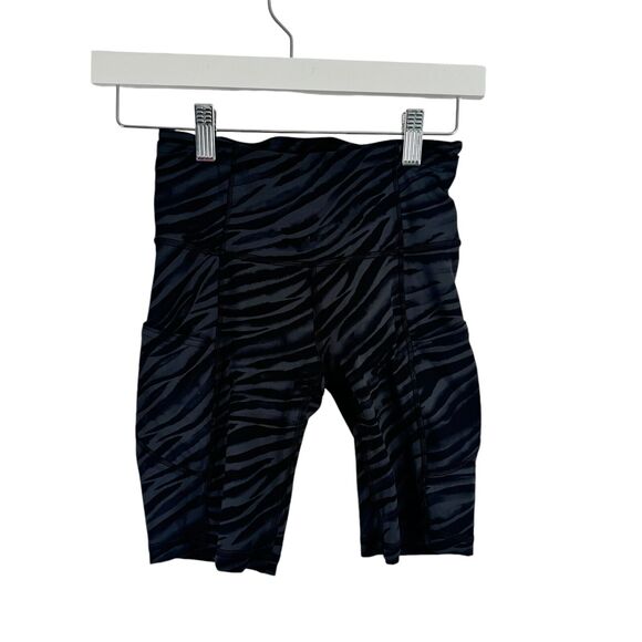 Lululemon Fast Free HR Biker Short 8" Tiger Camo Deep Coal Womens Size 2 - Picture 2 of 5
